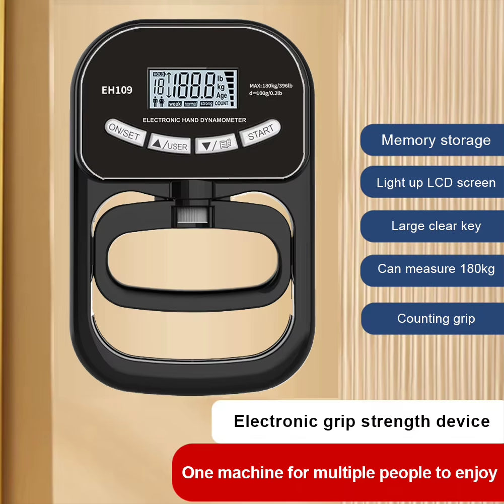 Digital Hand Dynamometer Hand Grip Strength Trainer 120Kg/264Lbs Grip Strengthener Hand Grip Strength Tester for Home School Use